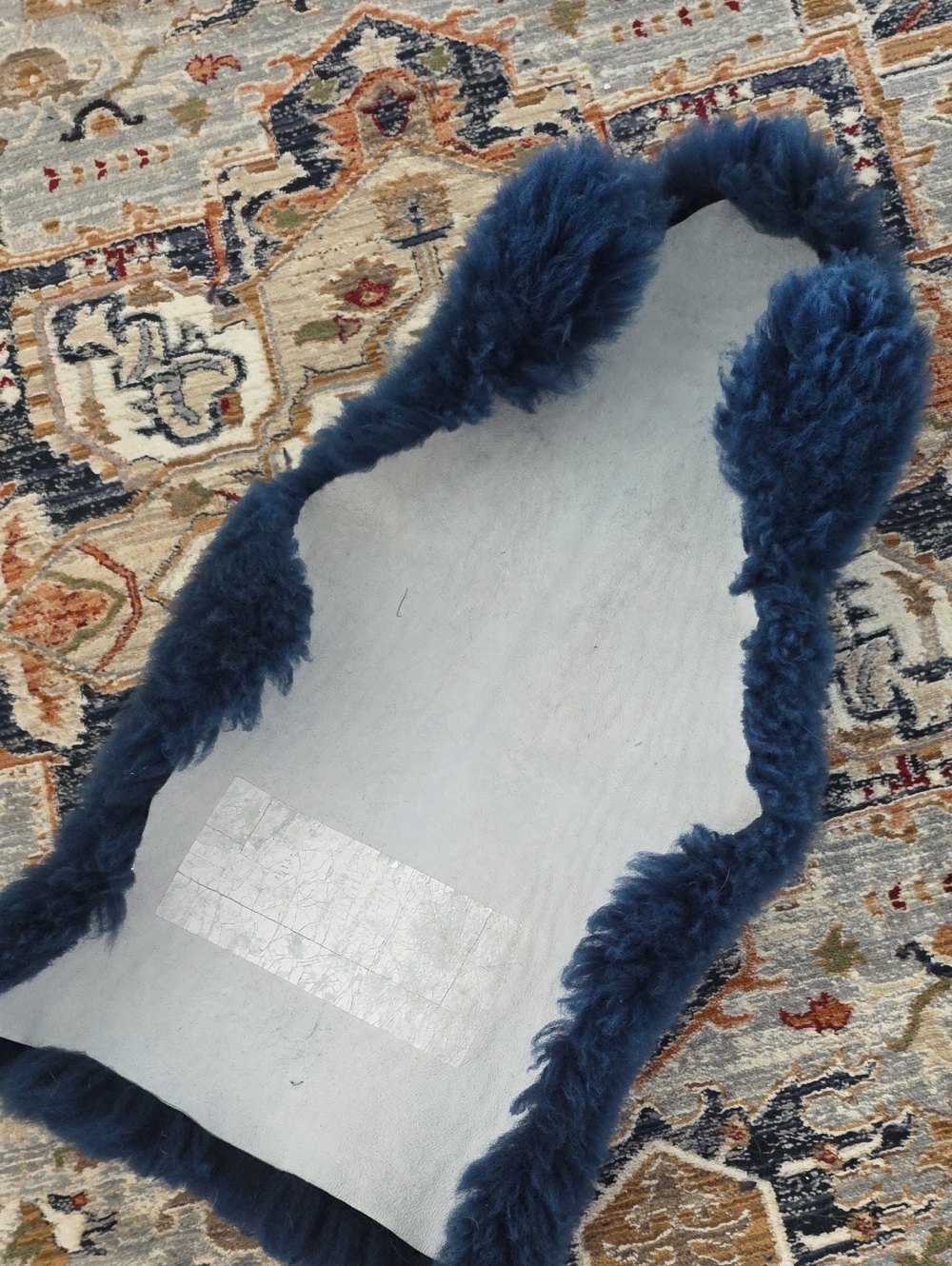 Real Sheepskin Rug In Deep Blue Color - Picture 4 of 4